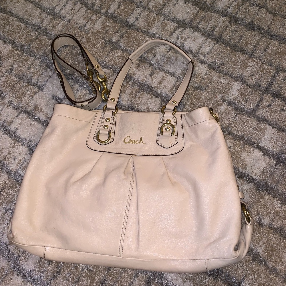 Cream Coach purse